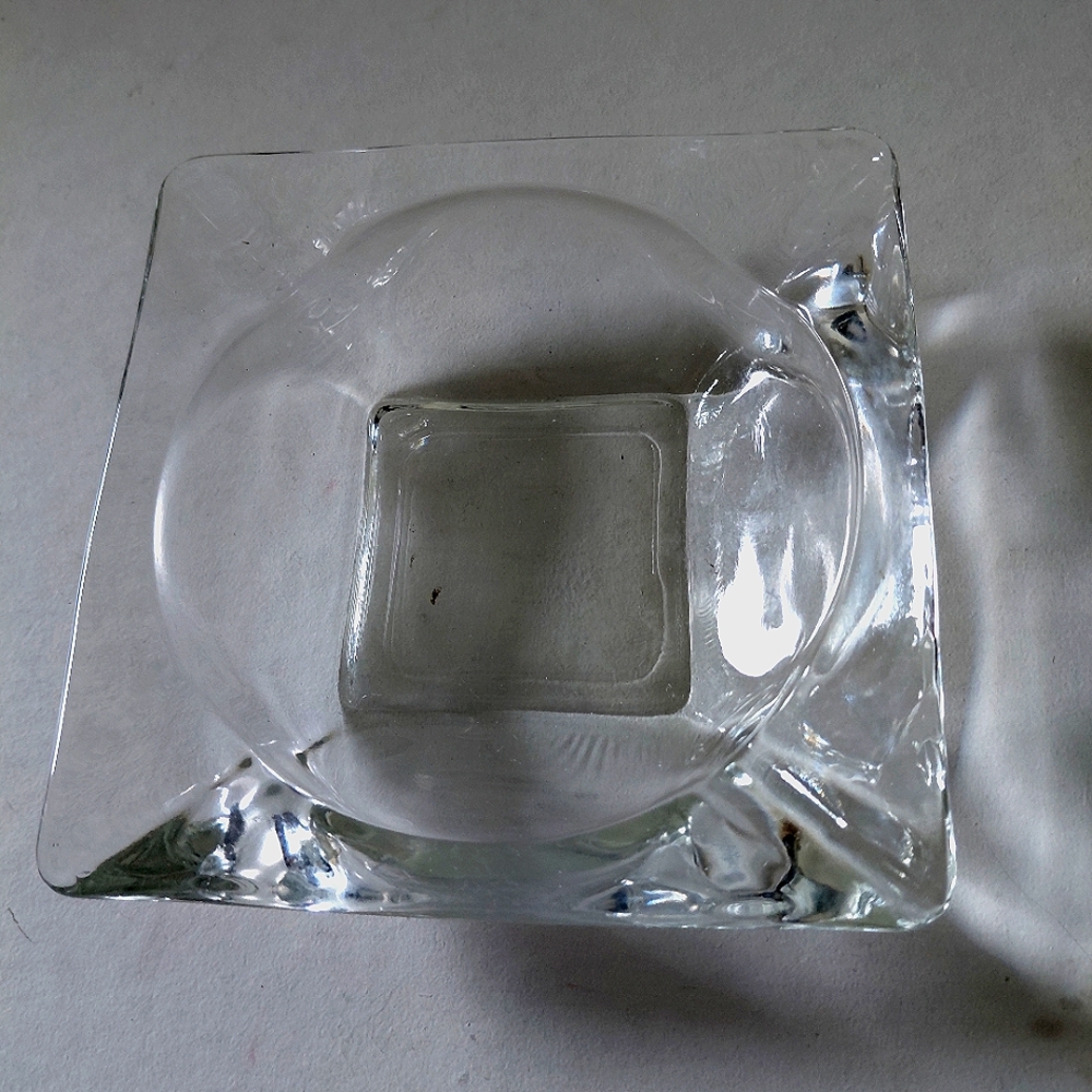 Anchor Hocking Vintage Clear Glass Square Ashtray